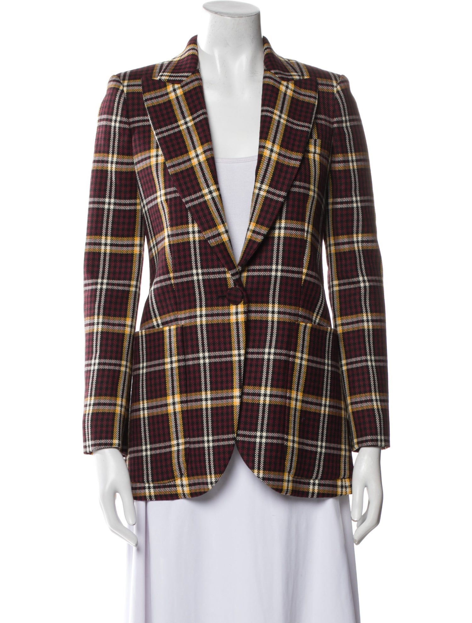 Burberry Wool Plaid Print Blazer