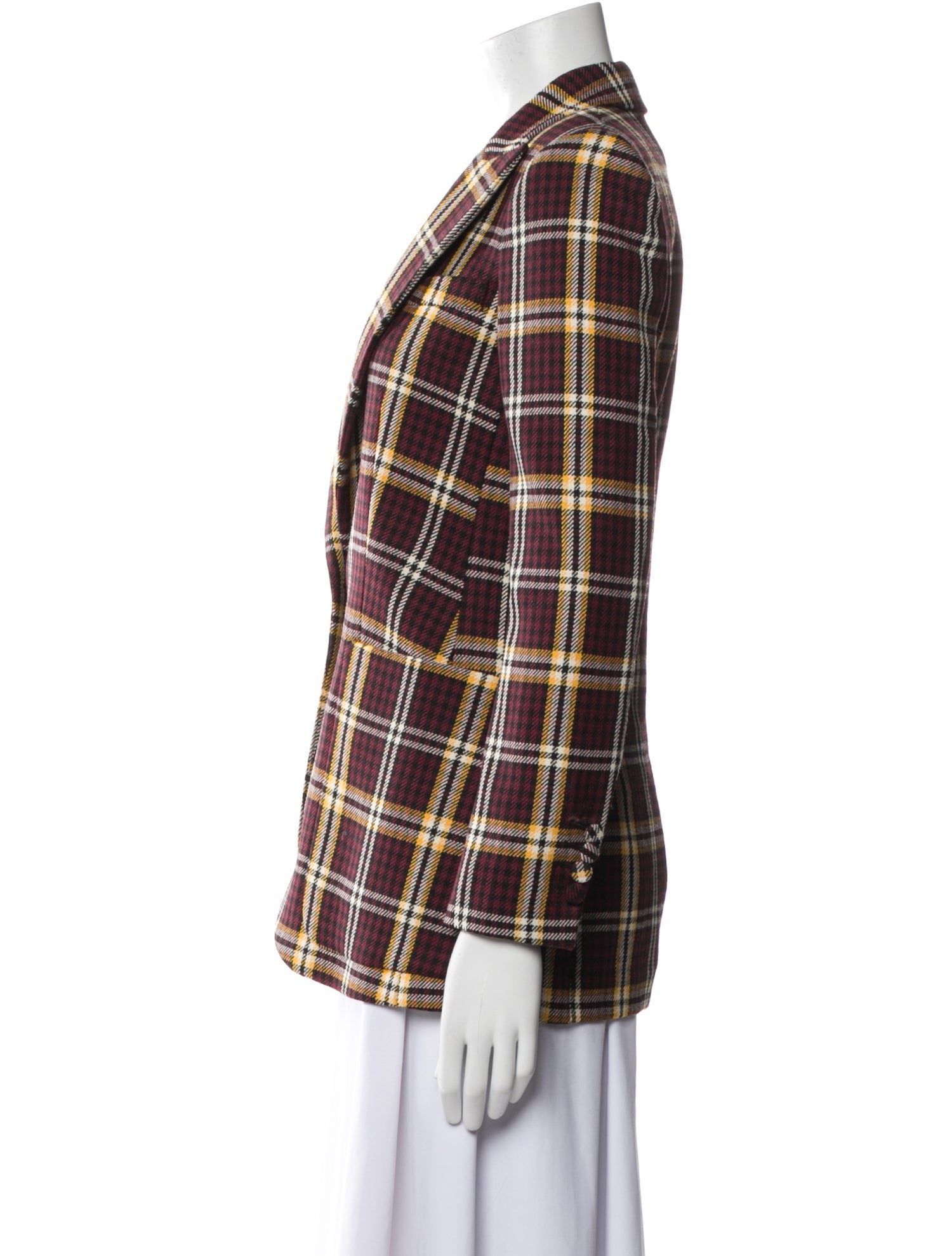 Burberry Wool Plaid Print Blazer