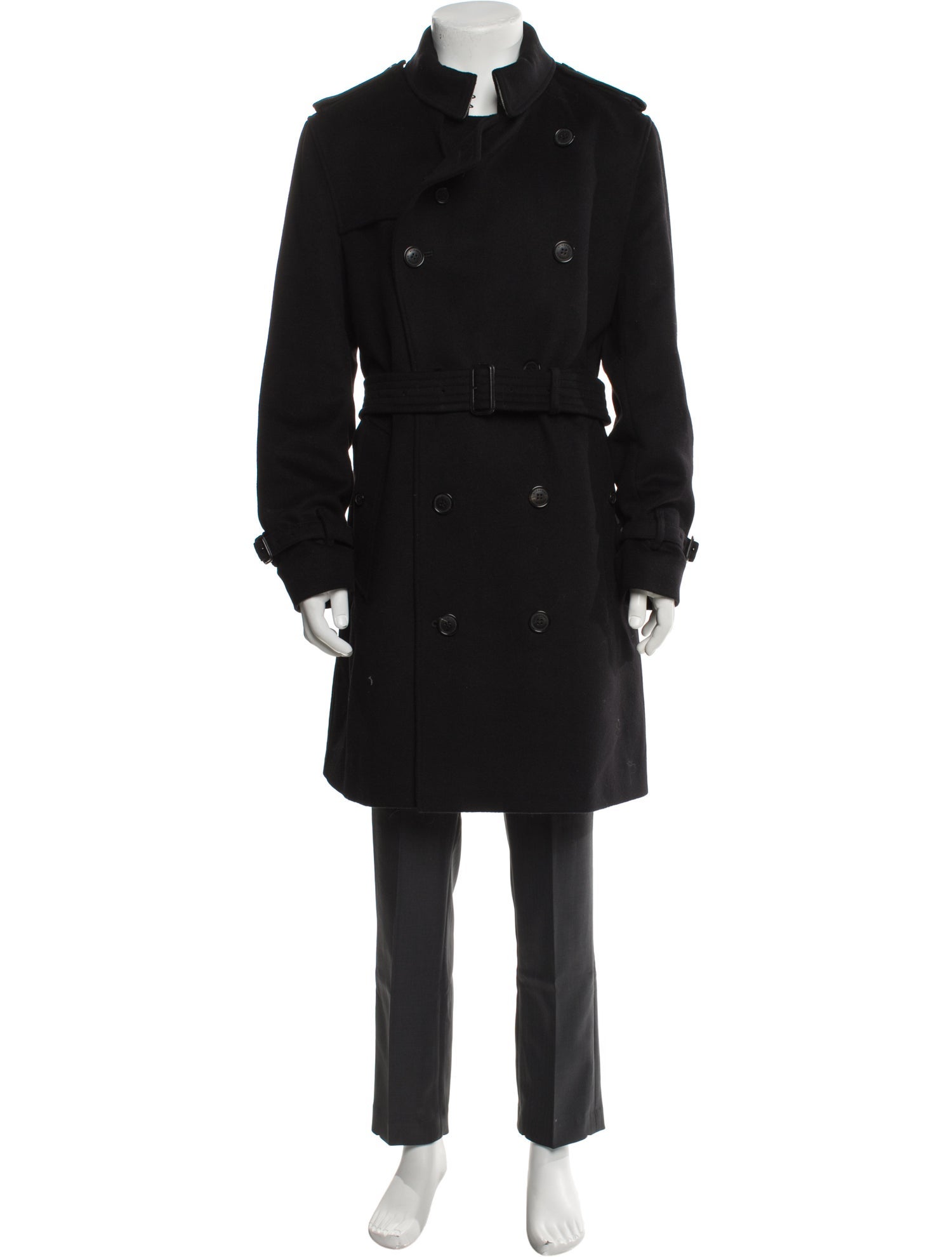 Burberry Nova Check Pattern Wool Trench Coat