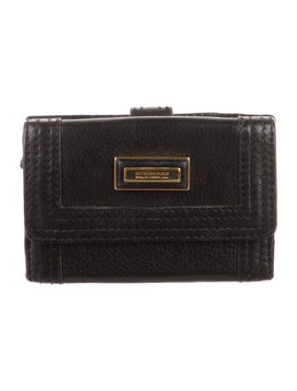 Burberry House Check Pattern Leather French Purse