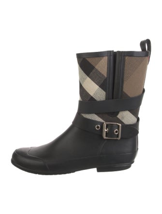 Burberry Rubber Plaid Print Rain Boots