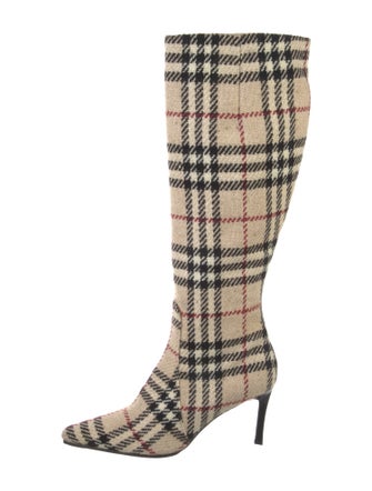 Burberry Nova Check Pattern Wool Boots