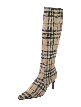 Burberry Nova Check Pattern Wool Boots