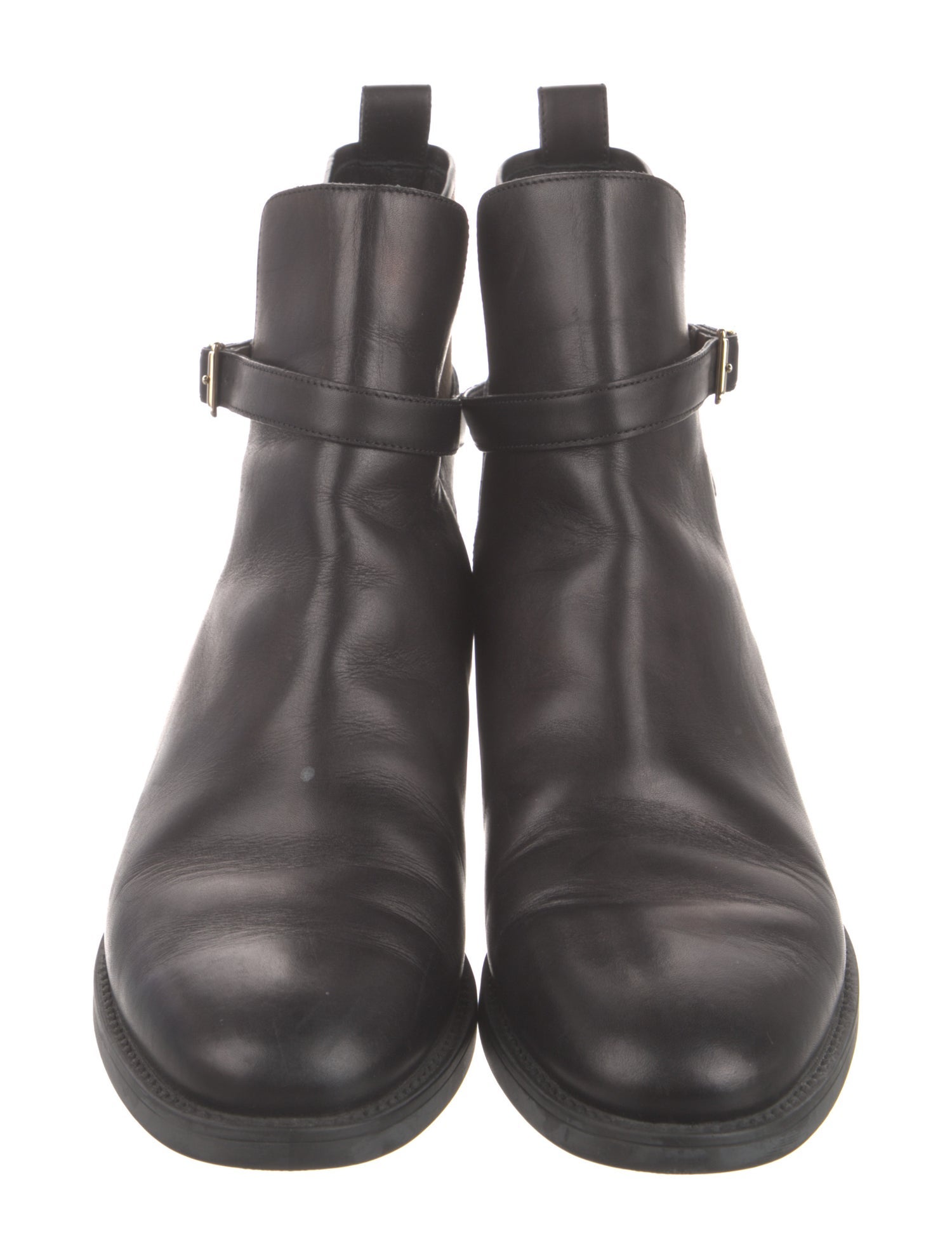 Burberry House Check Pattern Leather Chelsea Boots