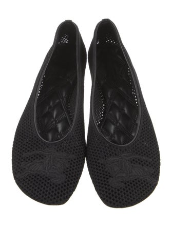 Burberry Mesh Leather Trim Embellishment Flats