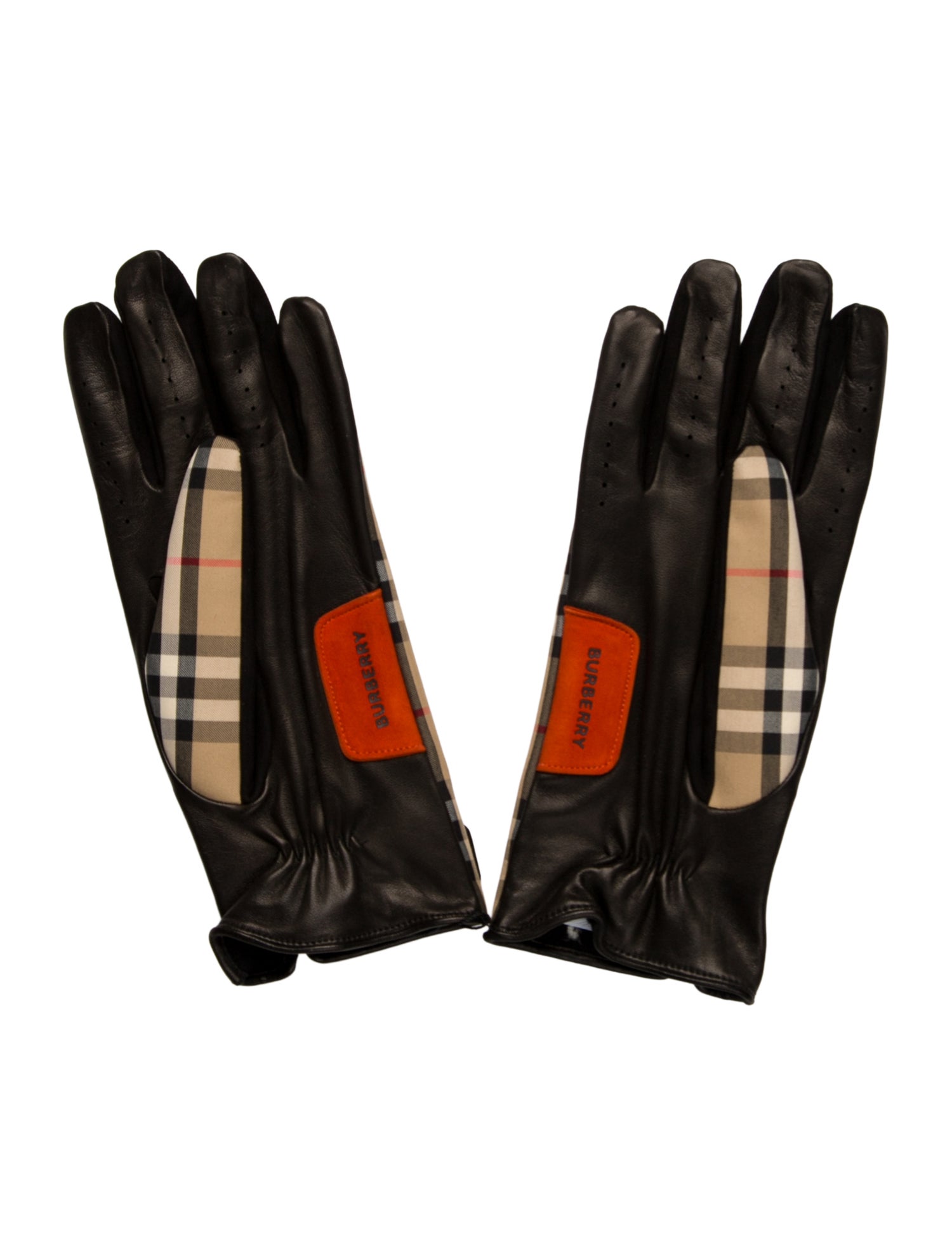 Burberry Nova Check Leather Gloves w/Tags