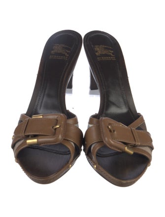 Burberry House Check Pattern Leather Slides