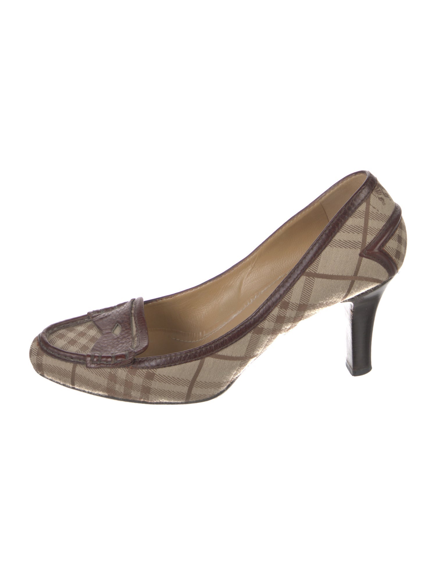 Burberry Canvas Plaid Print Pumps