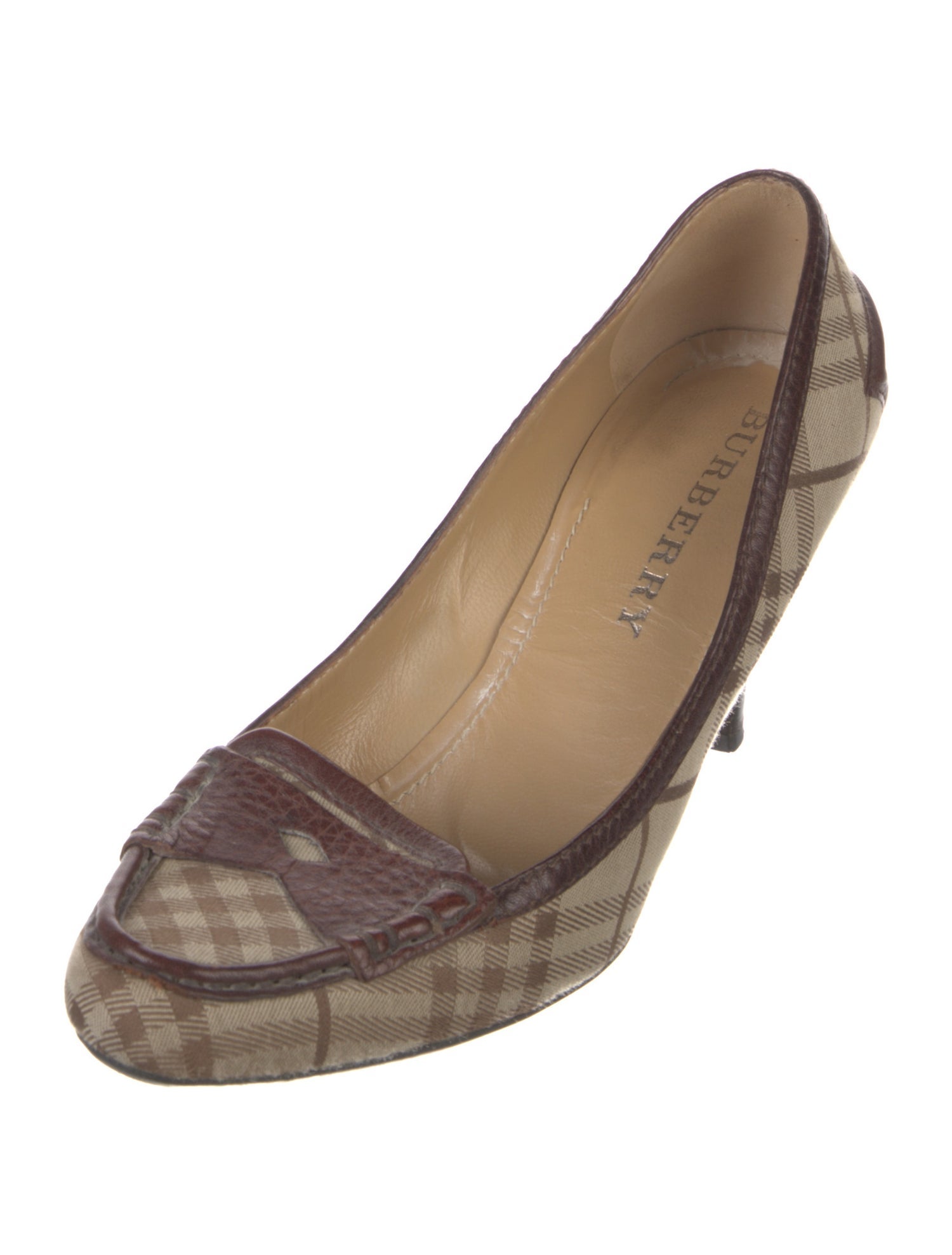 Burberry Canvas Plaid Print Pumps