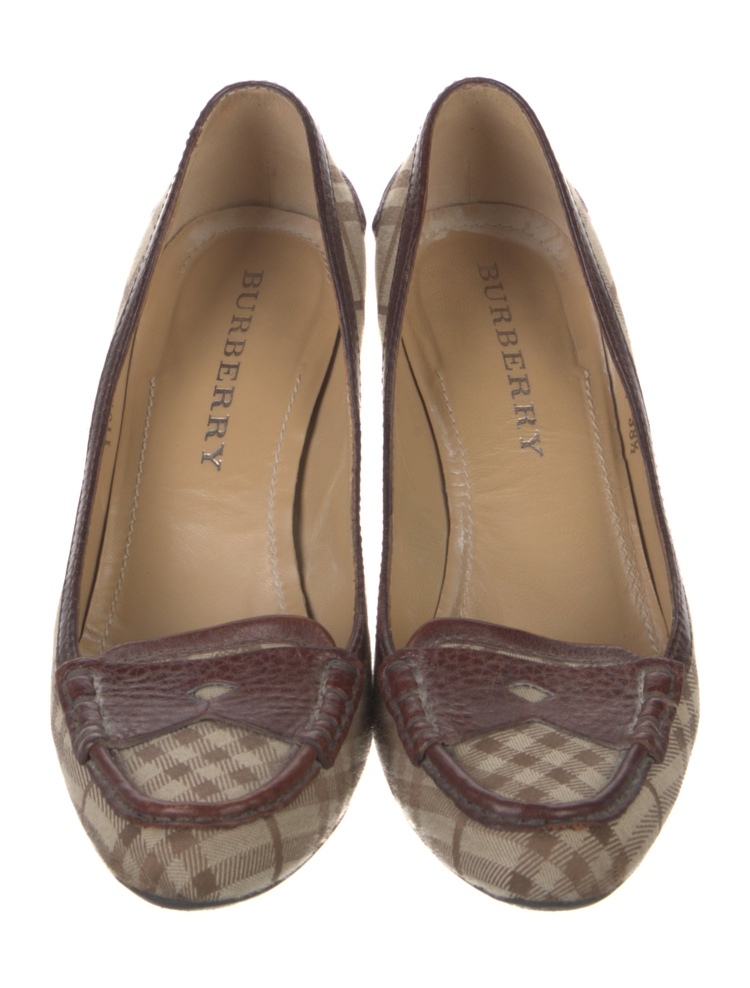 Burberry Canvas Plaid Print Pumps