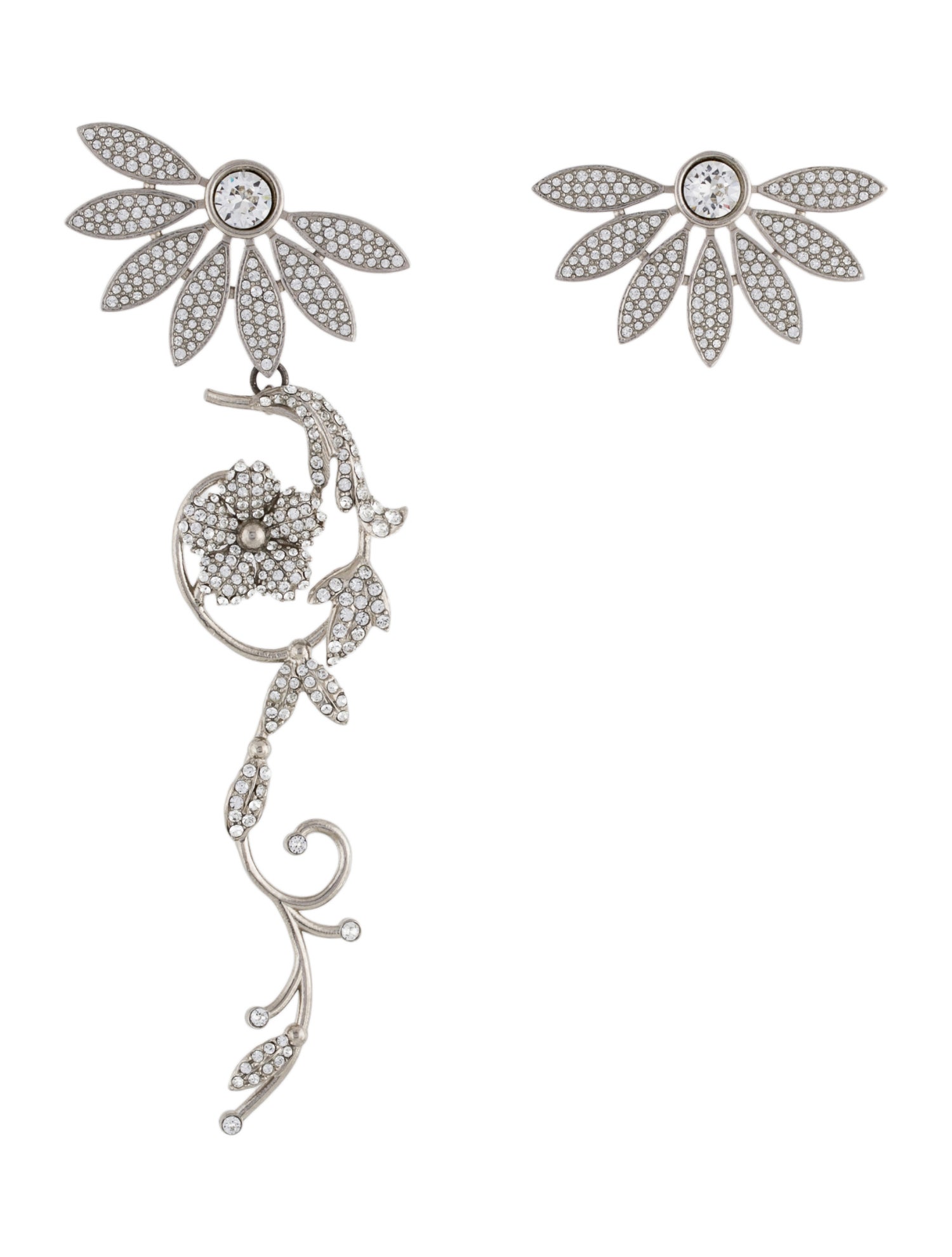 Burberry Crystal Half-Daisy Drop Earrings