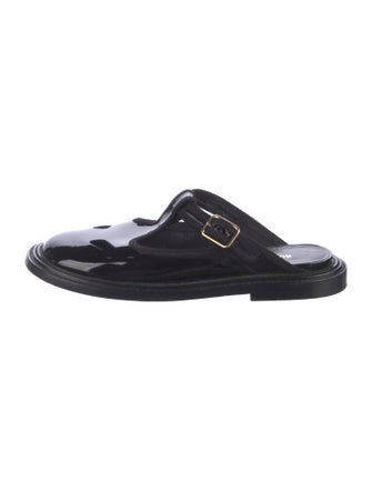 Burberry Patent Leather Cutout Accent Slides