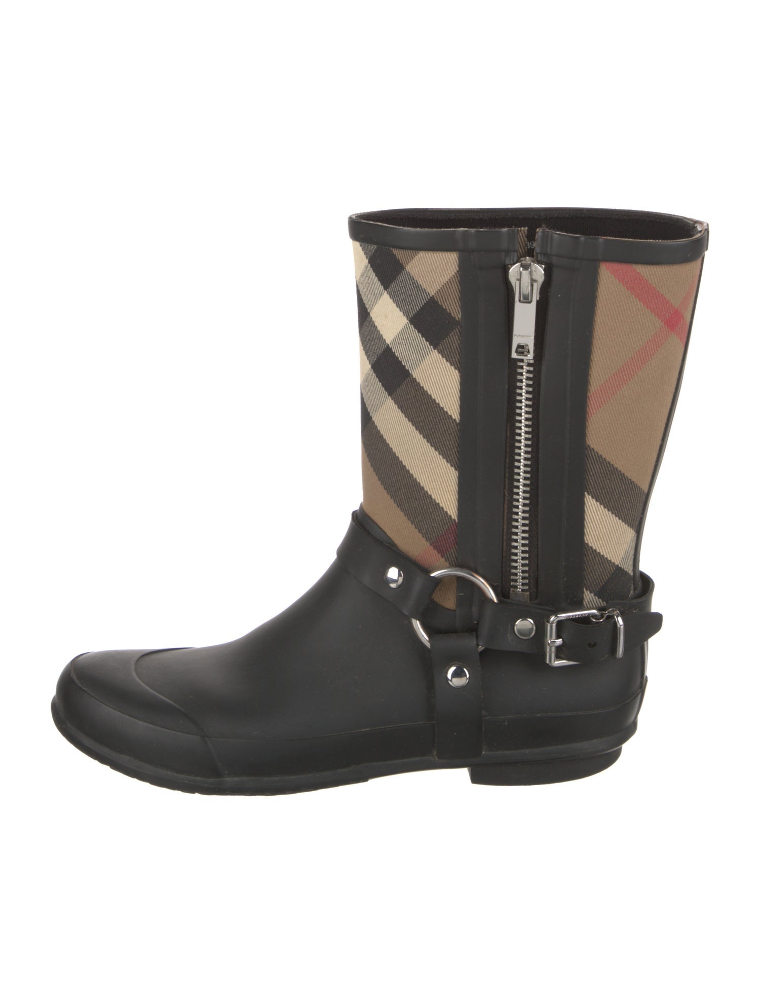 Burberry Nova Check Pattern Canvas Rain Boots