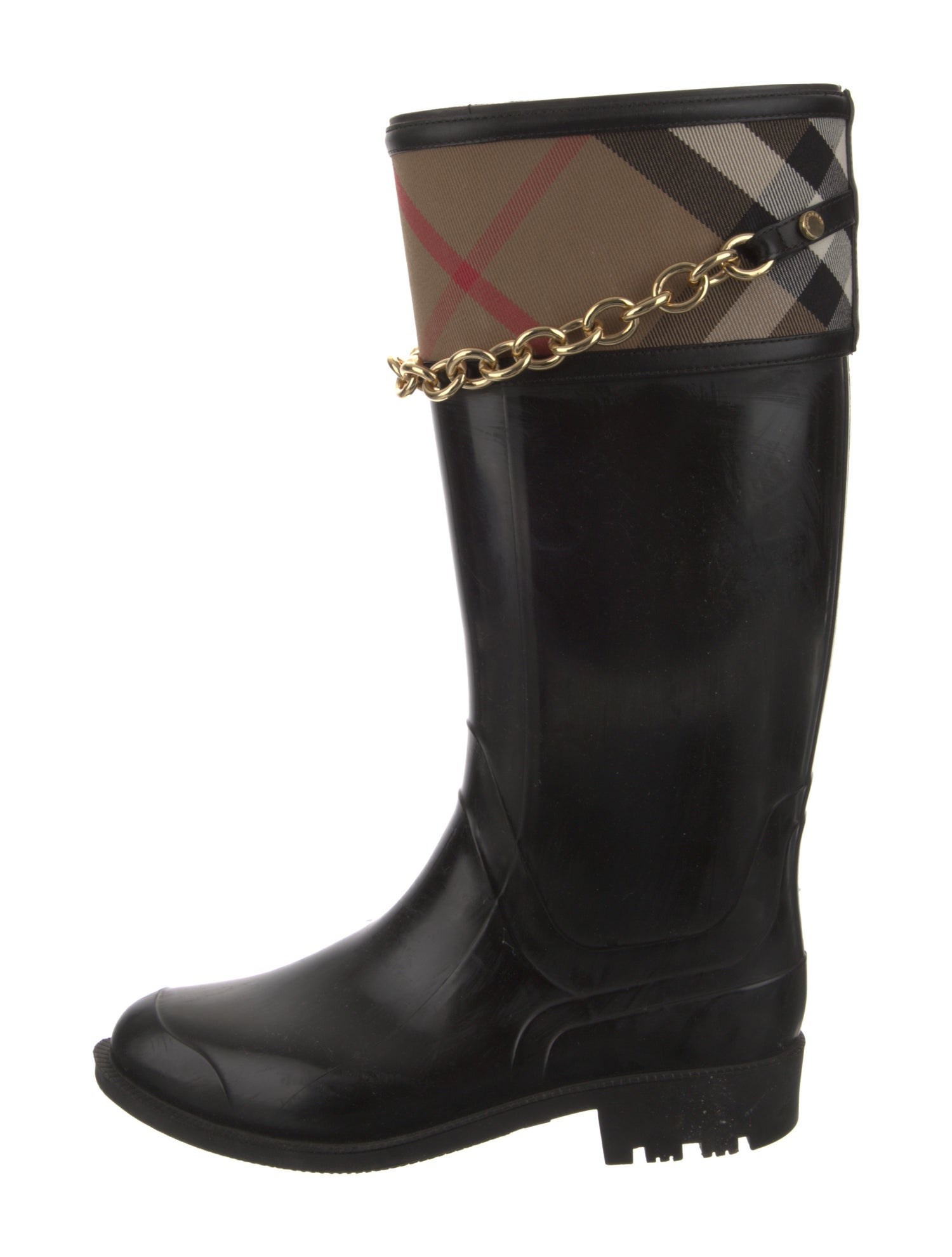 Burberry Nova Check Pattern Rubber Rain Boots