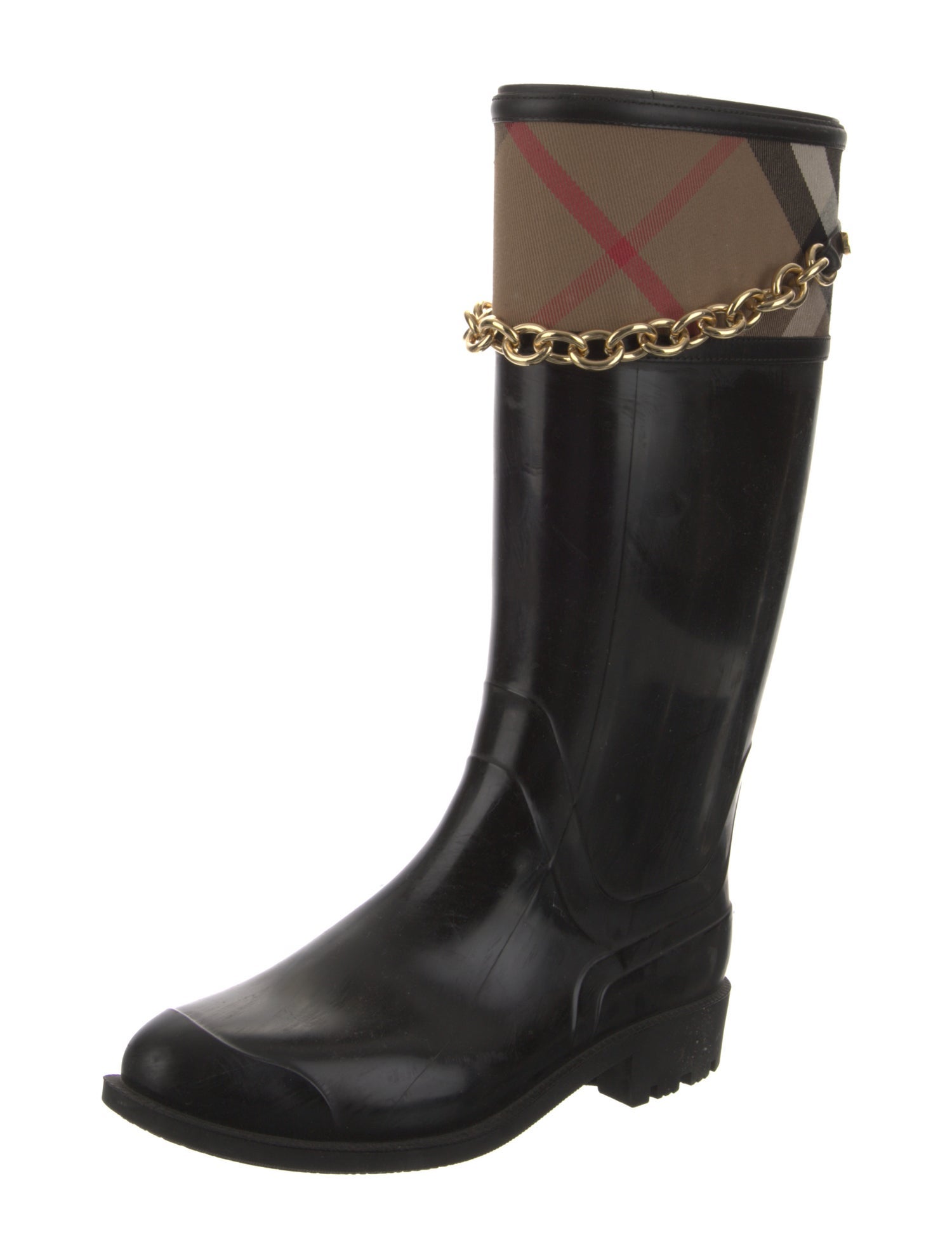 Burberry Nova Check Pattern Rubber Rain Boots