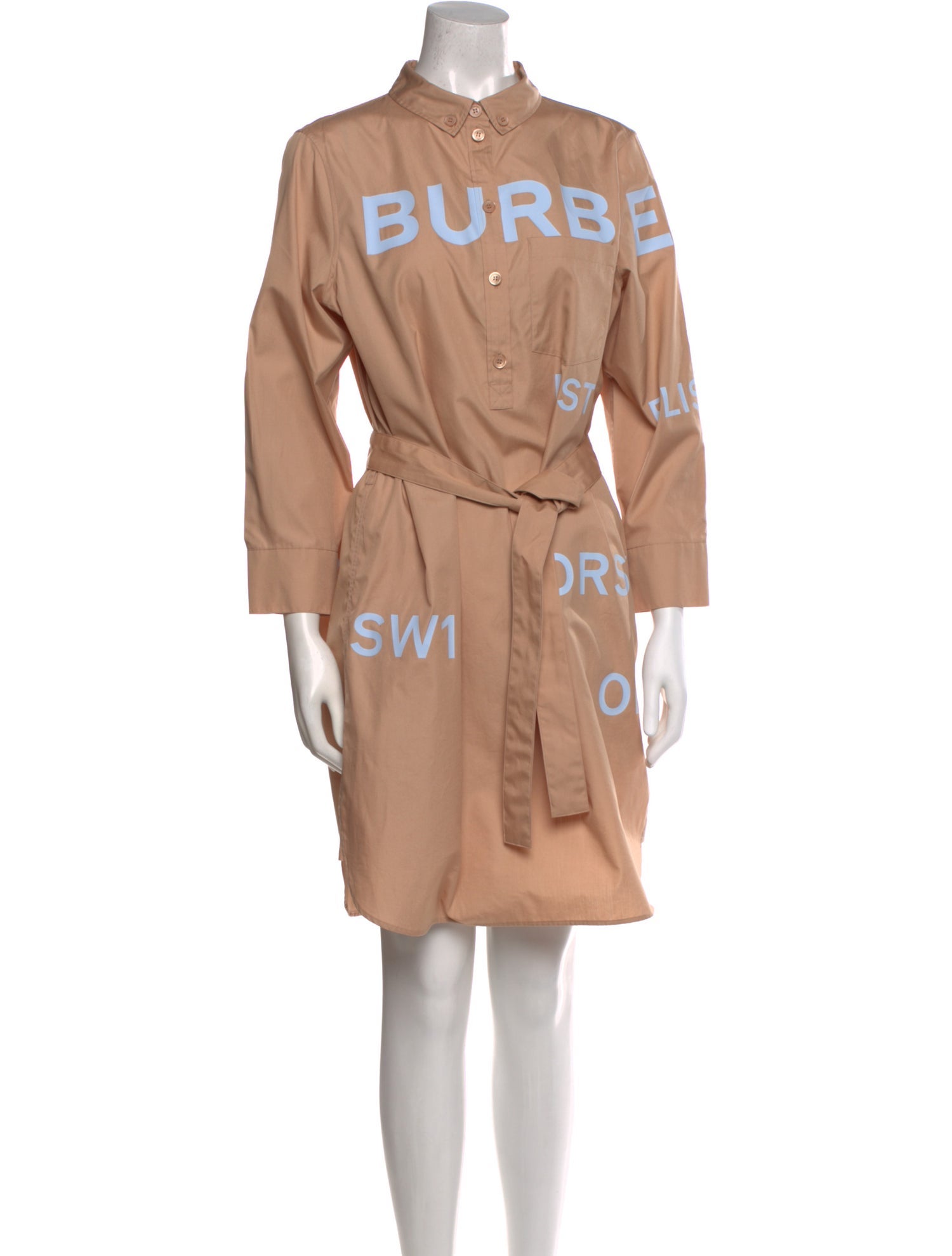 Burberry Mock Neck Knee-Length Dress