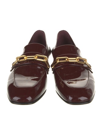 Burberry Patent Leather Chain-Link Accents Loafers