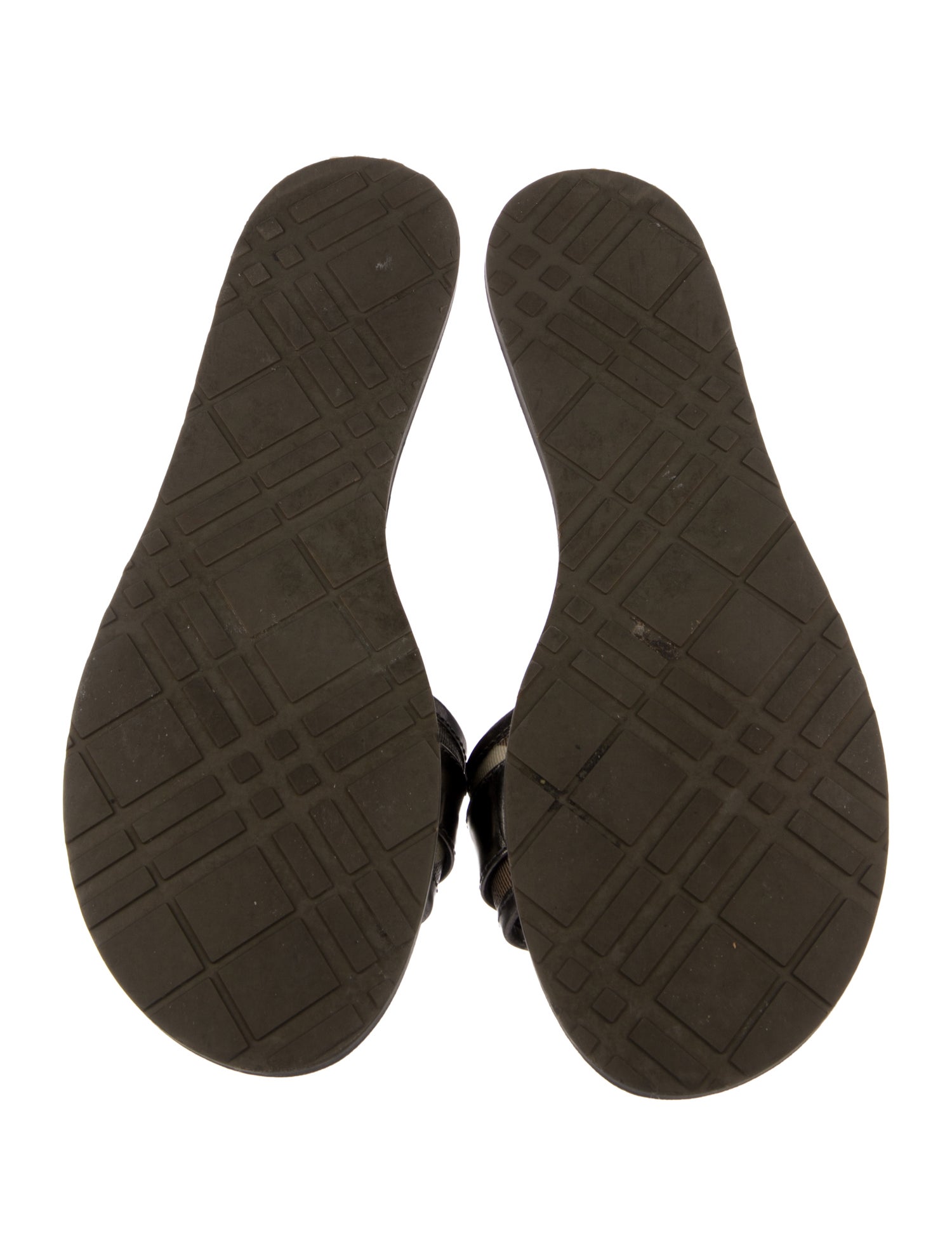 Burberry Nova Check Pattern Leather Trim Embellishment Slides