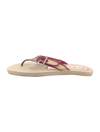 Burberry Nova Check Pattern Patent Leather Flip Flops
