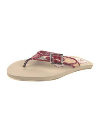 Burberry Nova Check Pattern Patent Leather Flip Flops