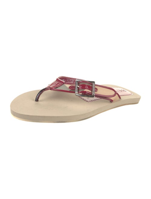 Burberry Nova Check Pattern Patent Leather Flip Flops