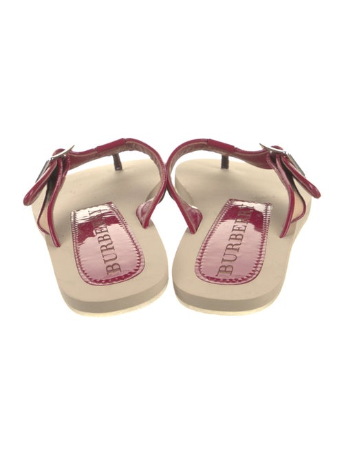 Burberry Nova Check Pattern Patent Leather Flip Flops