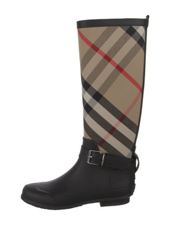 Burberry House Check Pattern Canvas Rain Boots
