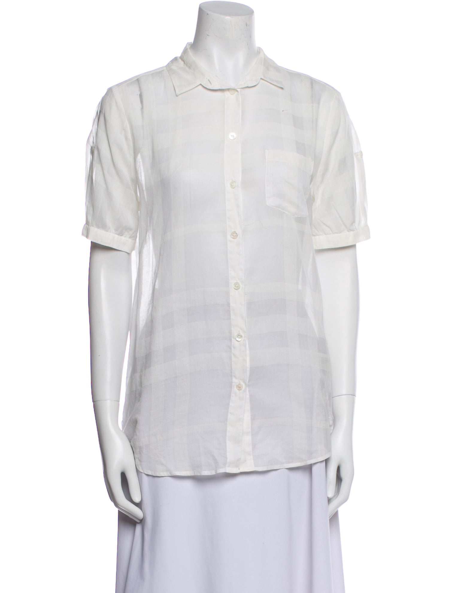 Burberry Short Sleeve Button-Up Top