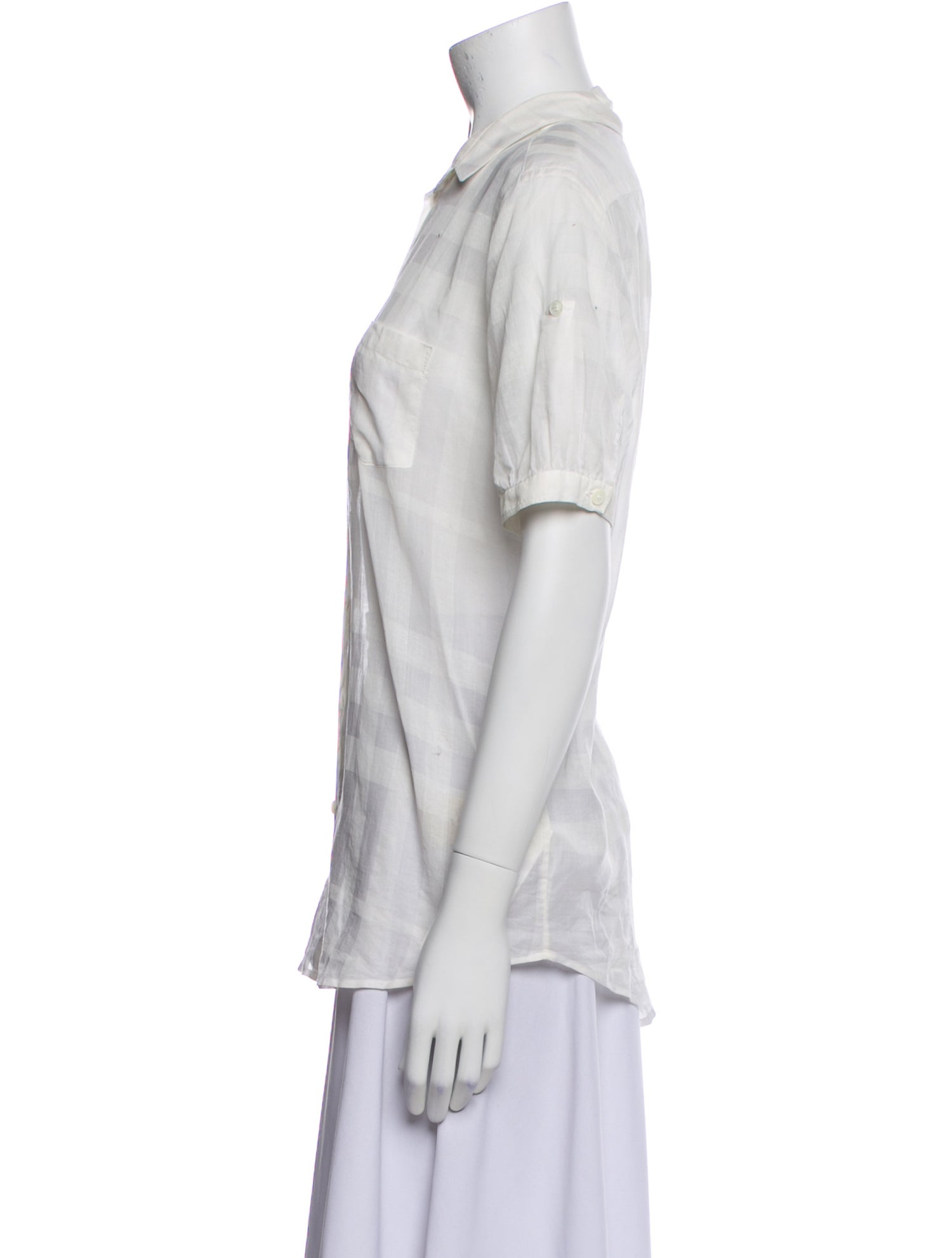 Burberry Short Sleeve Button-Up Top