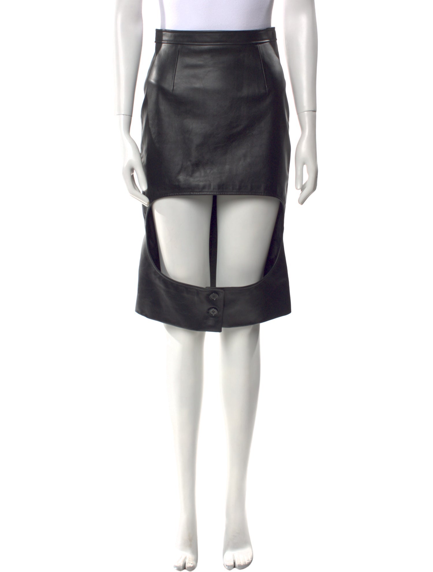 Burberry Calf Leather Knee-Length Skirt