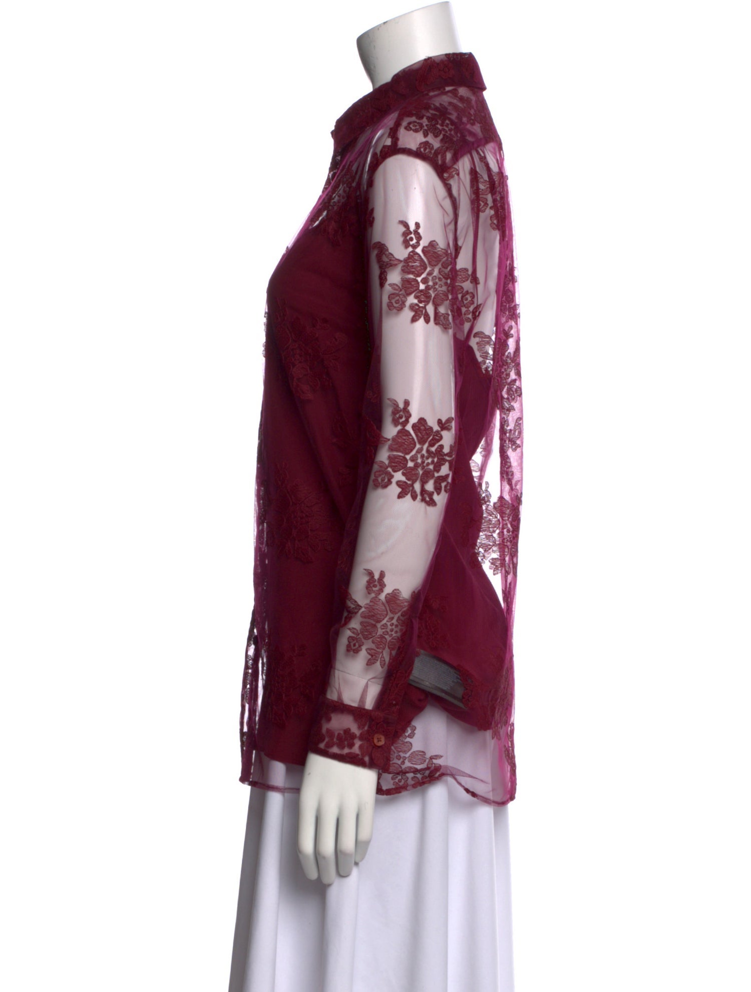 Burberry Floral Print Long Sleeve Button-Up Top