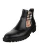 Burberry House Check Pattern Leather Chelsea Boots