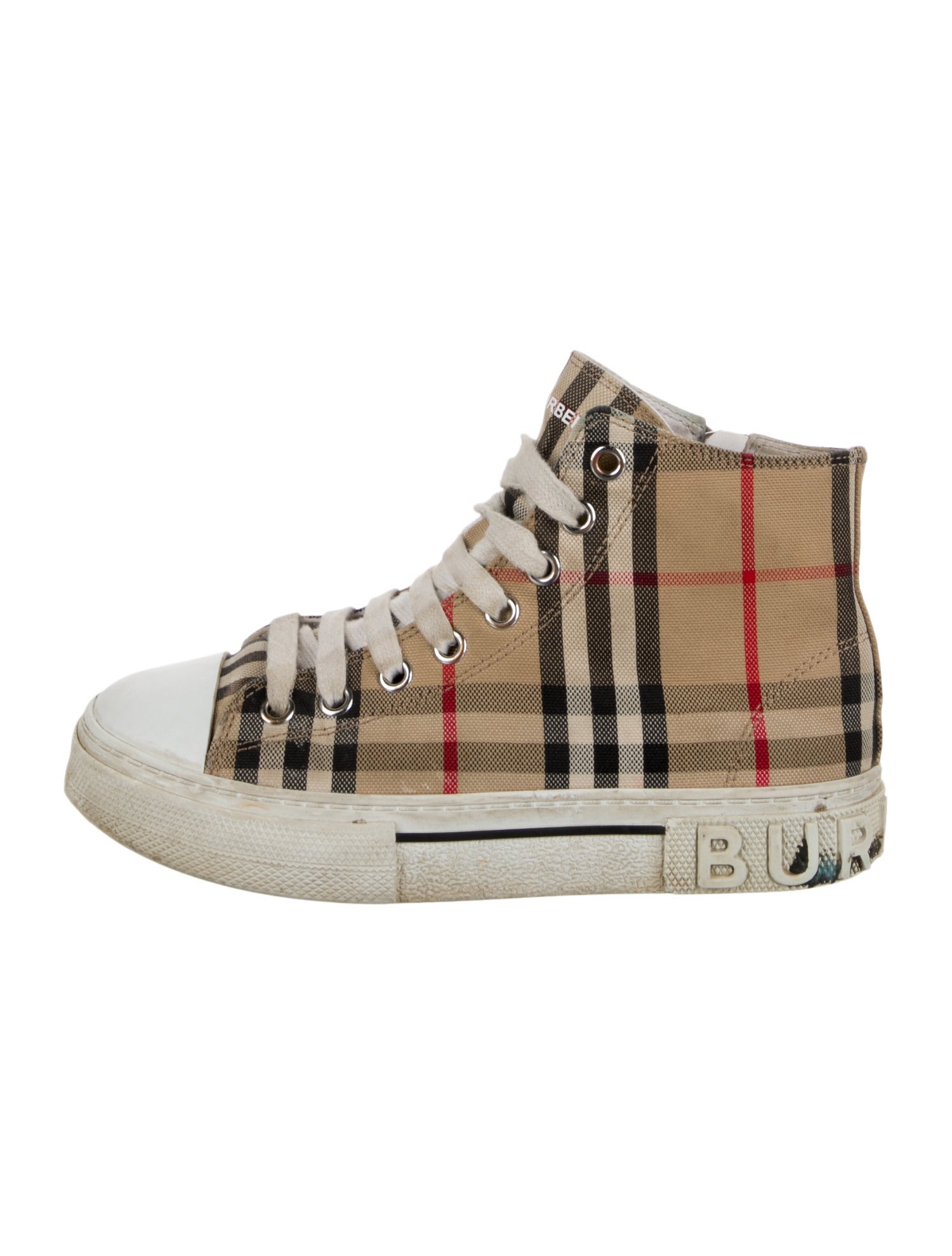 Burberry Kids' Checkprint High Top Sneakers