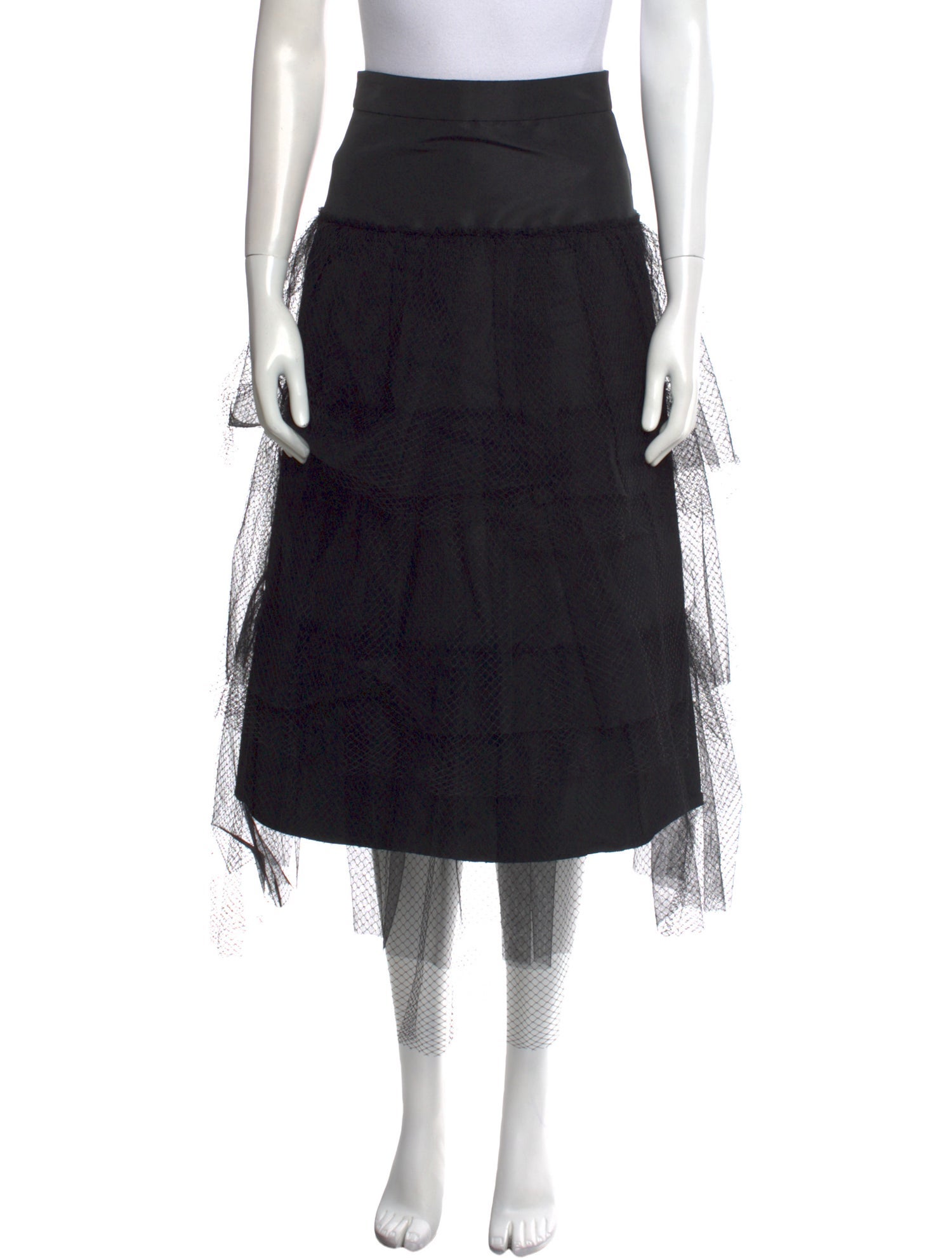 Burberry Mesh Accents Knee-Length Skirt
