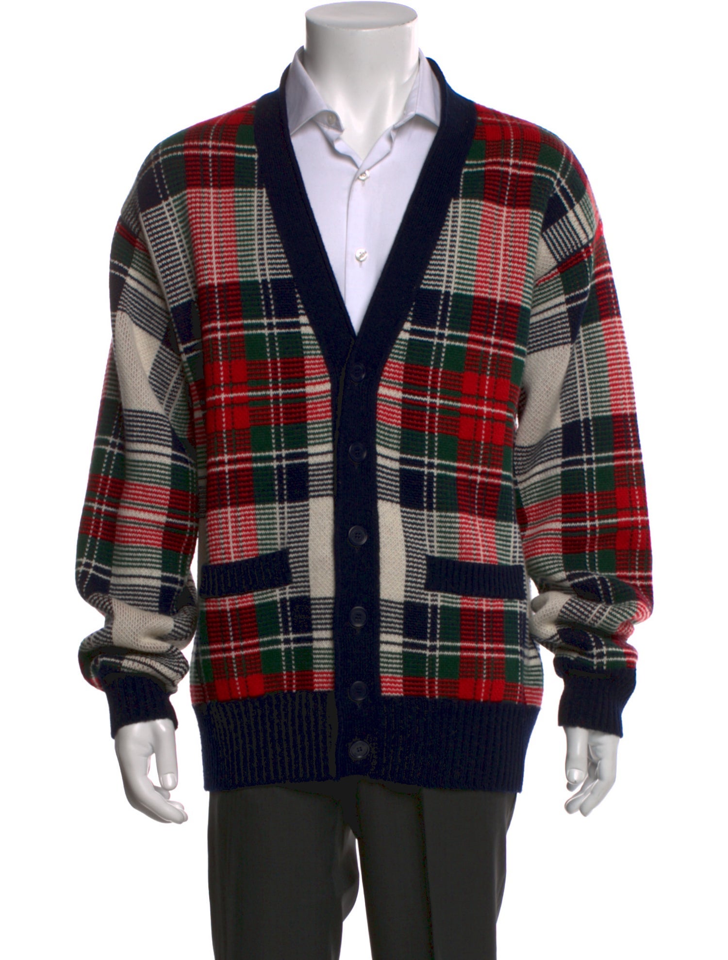 Burberry Cashmere Plaid Print Cardigan