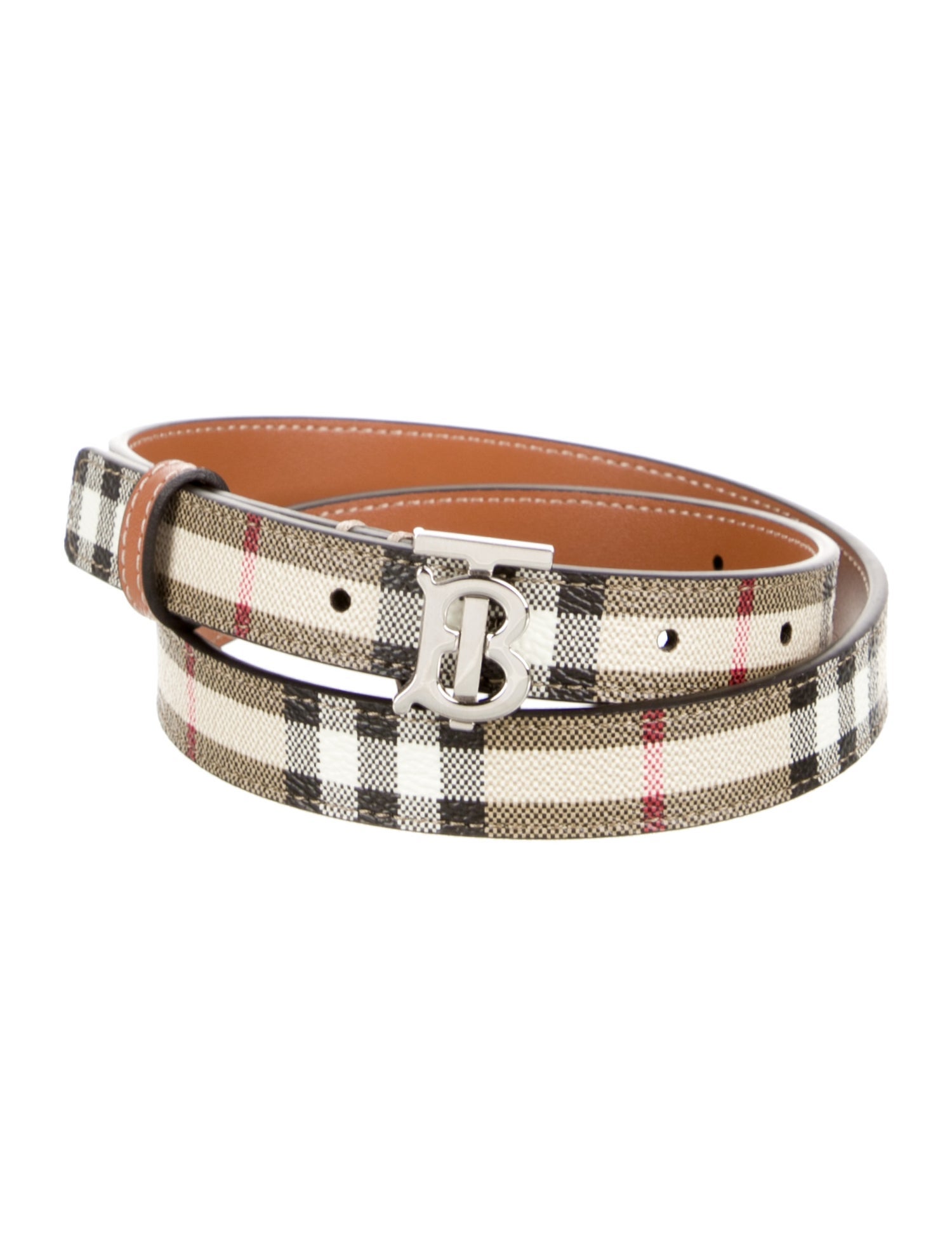 Burberry Nova Check Pattern Skinny Belt