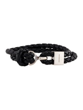 Burberry Braided Leather Double-Wrap Bracelet