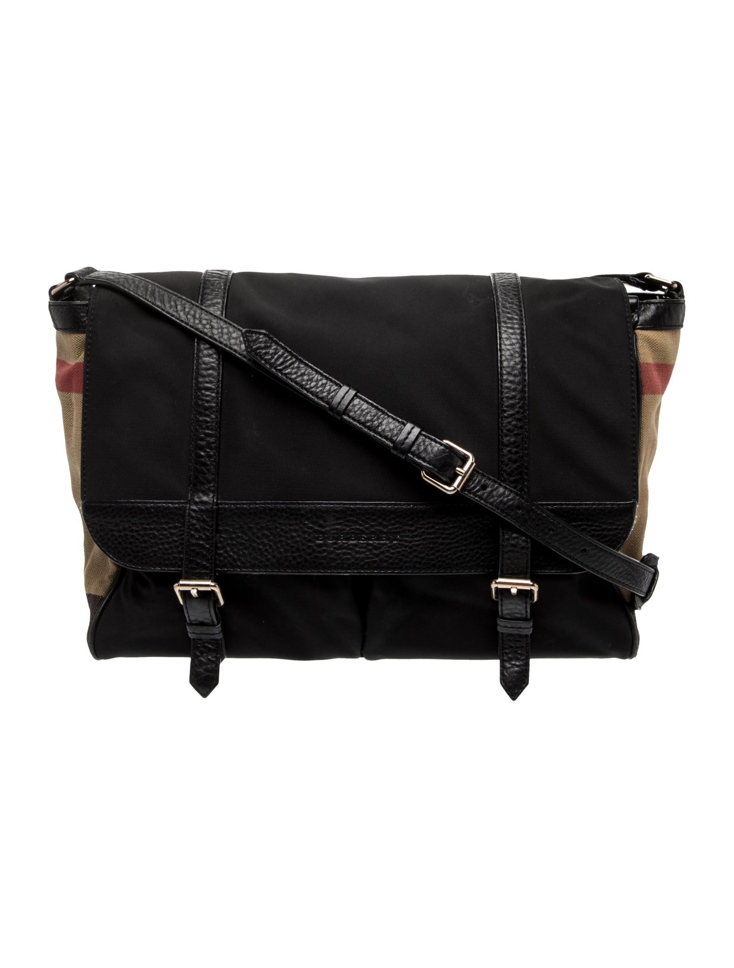 Burberry Leather Trim Embellished Diaper Bag
