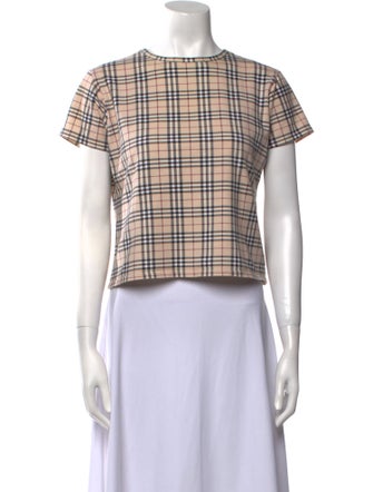 Burberry Plaid Print Bateau Neckline Crop Top