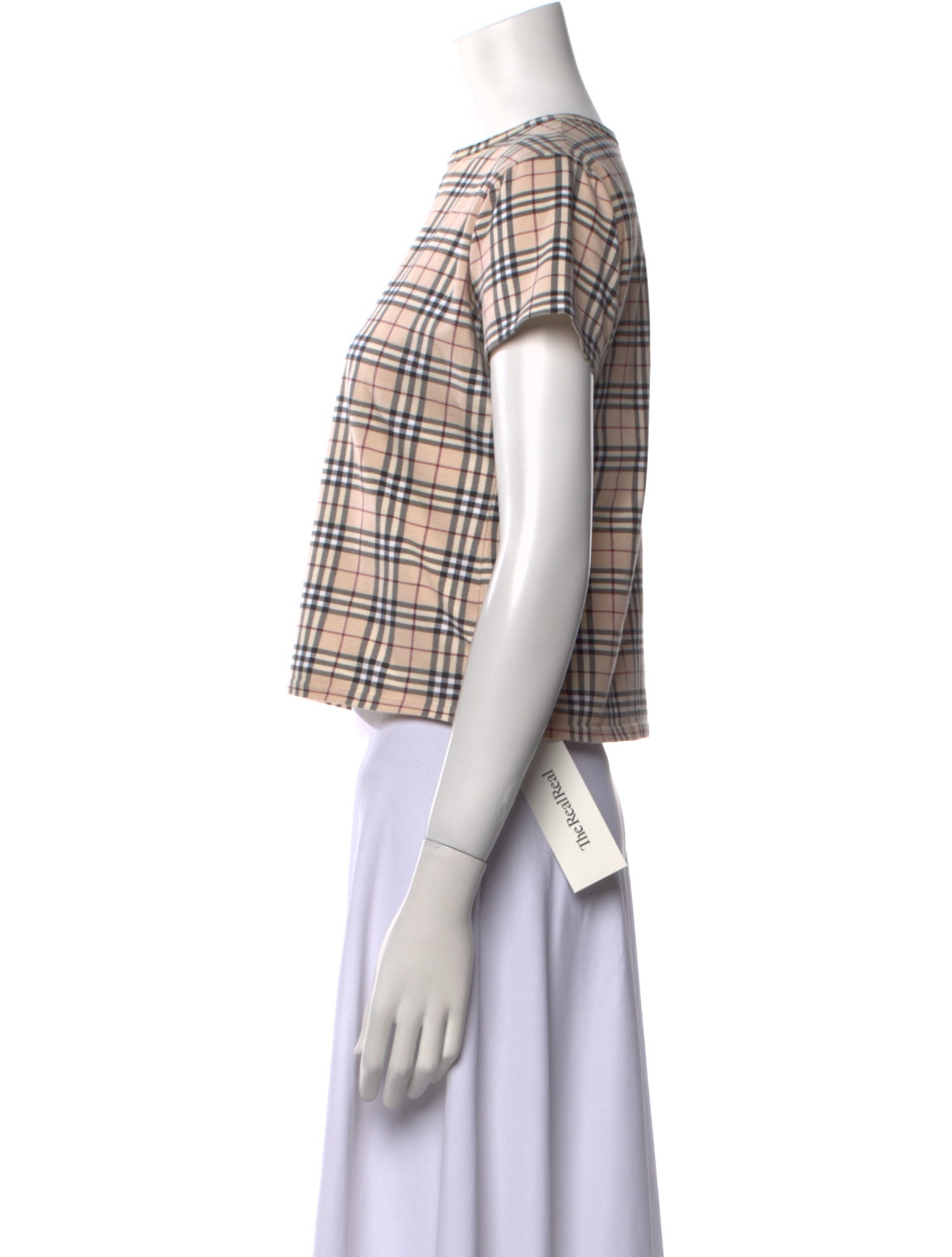 Burberry Plaid Print Bateau Neckline Crop Top