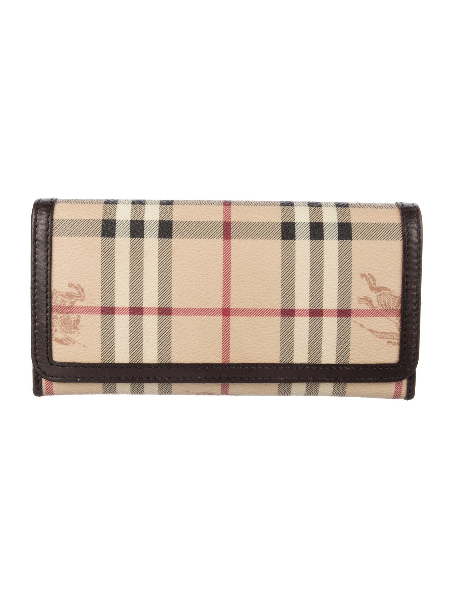 Burberry Haymarket Check Pattern Leather Continental Wallet