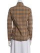 Burberry Plaid Print Long Sleeve Button-Up Top