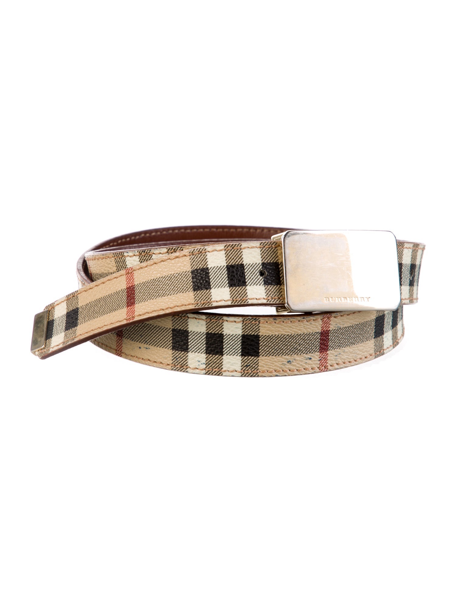 Burberry House Check Pattern Skinny Belt