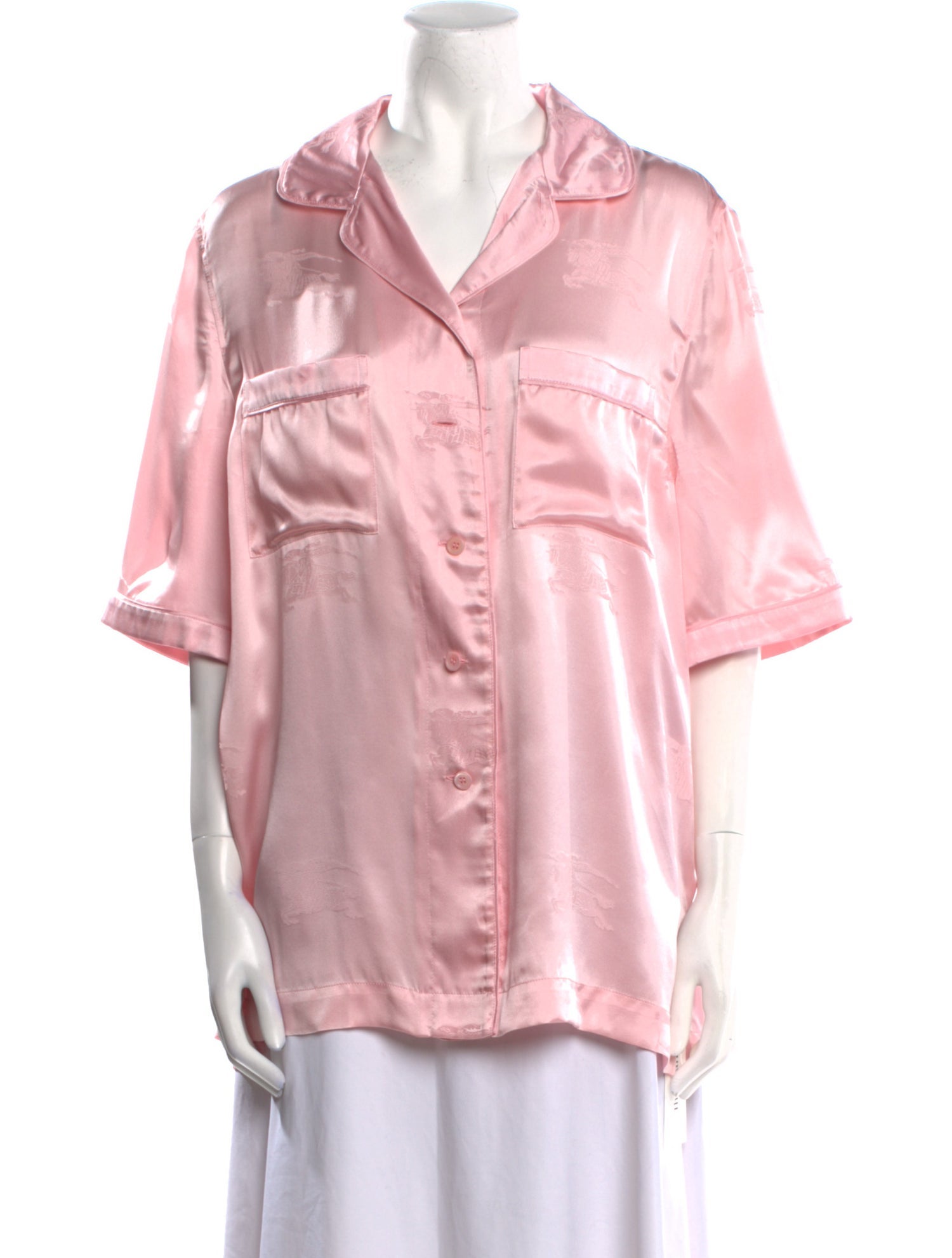 Burberry Silk V-Neck Button-Up Top