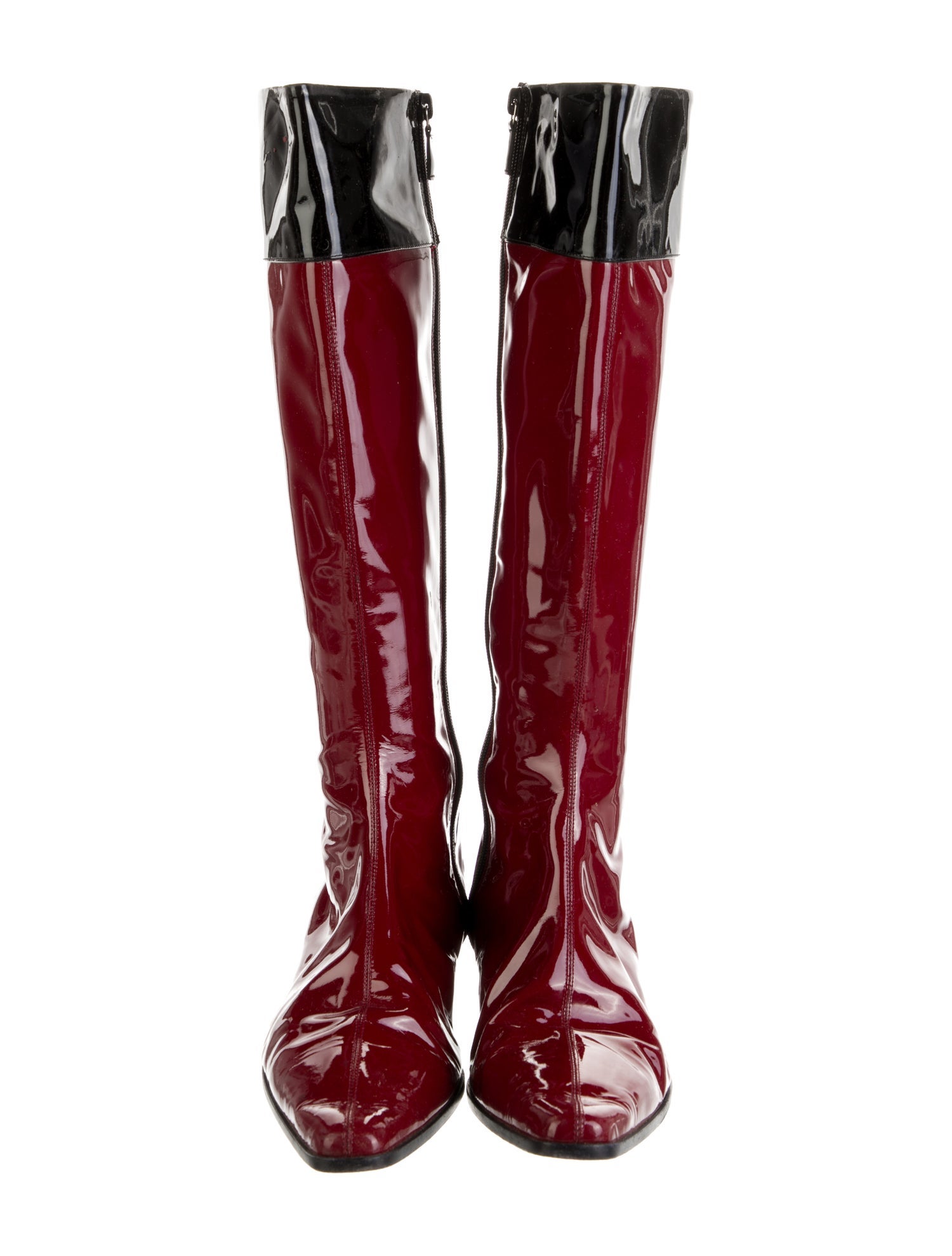 Burberry Patent Leather Colorblock Pattern Rain Boots