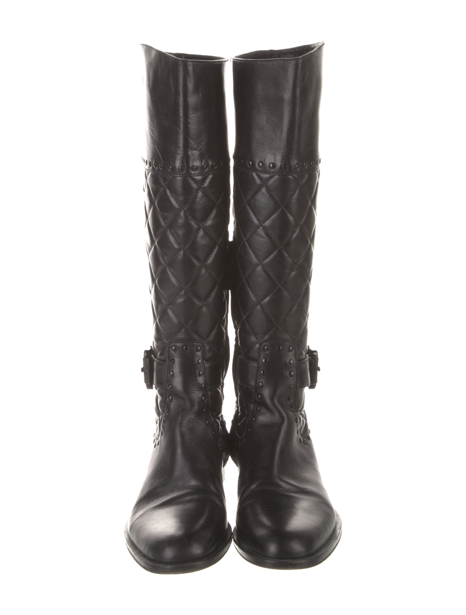 Burberry Quilted Pattern Leather Riding Boots