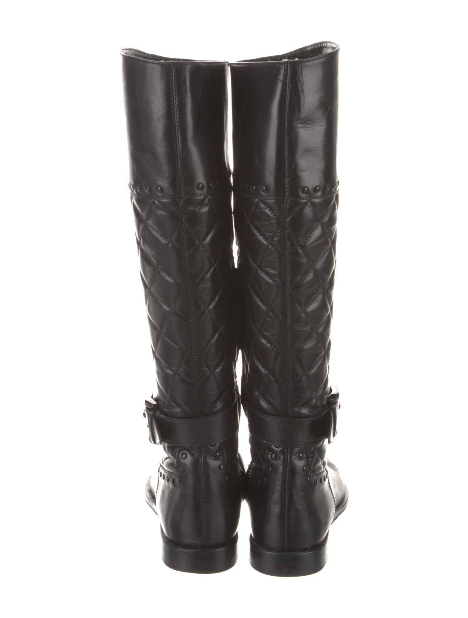 Burberry Quilted Pattern Leather Riding Boots