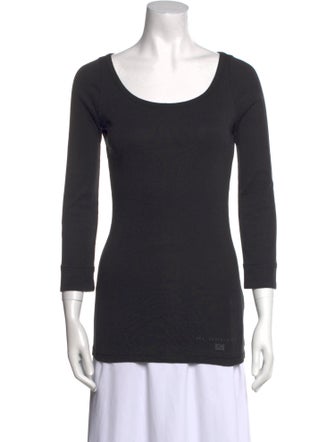 Burberry Scoop Neck Three-Quarter Sleeve T-Shirt