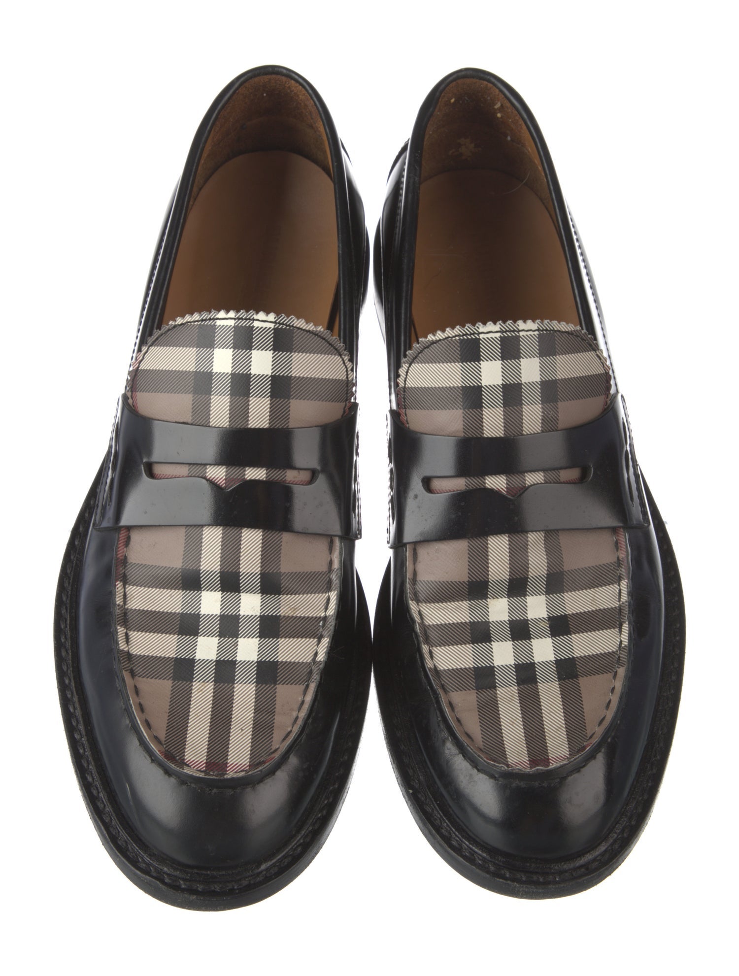 Burberry House Check Pattern Leather Dress Loafers