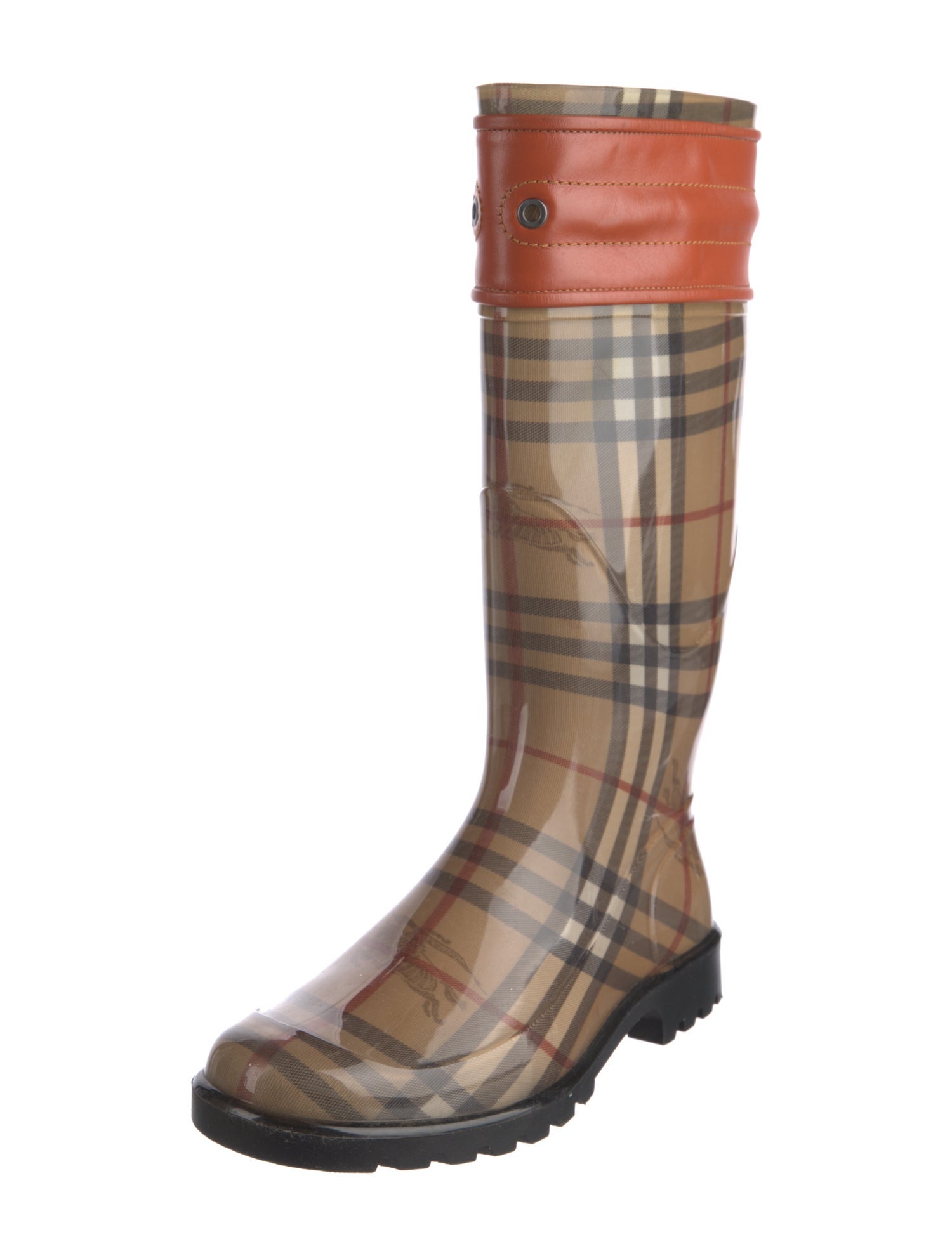 Burberry Haymarket Check Pattern Rubber Rain Boots